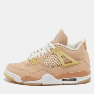 Air Jordans Beige Durabuck Leather Jordan 4 Retro Shimmer Sneakers Size 38