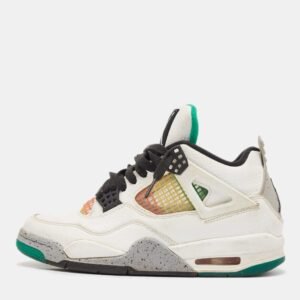 Air Jordans White Leather Jordan 4 High Top Sneakers Size 38.5