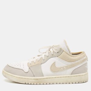 Air Jordans Multicolor Leather and Suede Jordan 1 Low SE Craft Inside Out Tech Grey Sneakers Size 40.5