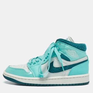 Air Jordans Green/White Leather Jordan Chenille Bleached Turquoise Sneakers Size 35.5
