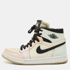 Air Jordans Multicolor Leather Jordan 1 High Zoom Air CMFT Easter Sneakers Size 38.5