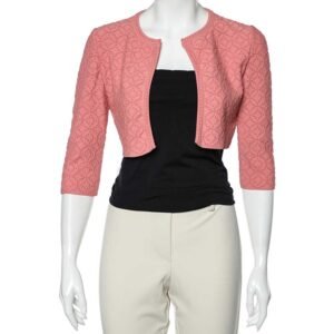 Alaia Pink Patterned Knit Cropped Shrug M