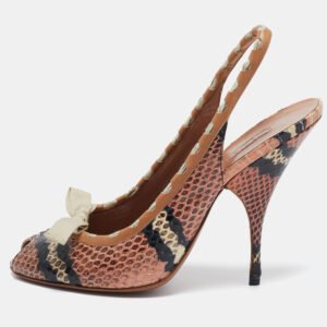 Alaia Multicolor Python Peep Toe Slingback Pumps Size 39