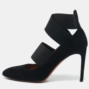 Alaia Black Suede and Elastic Cross Strap Pumps Size 38