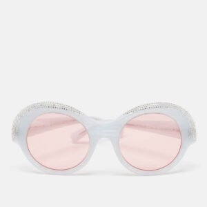 Alain Mikli x Alexandre Vauthier Light Blur/Pink Roselyn Crystals Round Sunglasses