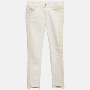 Alexander McQueen White/Beige Denim Side Stripe Detail Skinny Jeans S Waist 24"