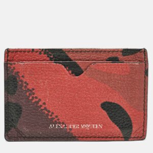 Alexander McQueen Red Camo Leather Dancing Skeleton Card Holder