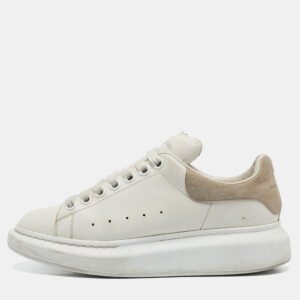 Alexander McQueen White Leather Oversized Lace Up Sneakers Size 37