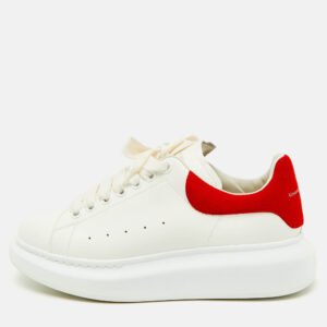 Alexander McQueen White/Red Leather Oversized Sneakers Size 39