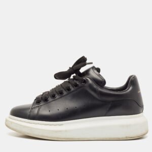 Alexander McQueen Black Leather Oversized Sneakers Size 37