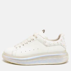 Alexander McQueen White Leather Larry Low Top Sneakers Size 39.5