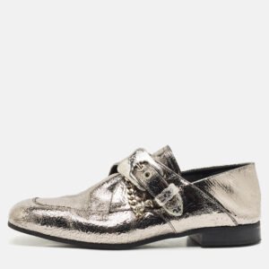 alexander mcqueen silver leather foldable loafers size 39