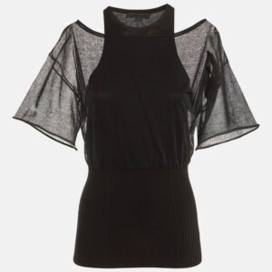 Alexander Wang Black Sheer Overlay Knit Top M