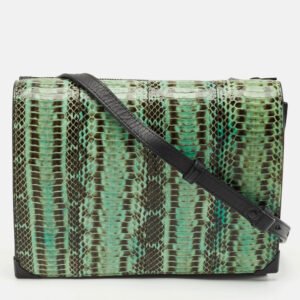 luxury-women-alexander-wang-used-handbags-p1145998-012 Alexander Wang Green/Black Python and Leather Flap Shoulder Bag