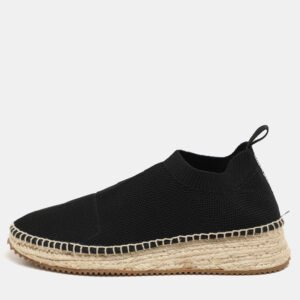 Alexander Wang Black Knit Fabric Dylan Espadrille Flats Size 37