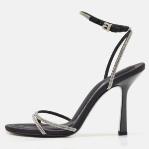 Alexander Wang Black Suede Crystal Embellished Dahlia Sandals Size 38