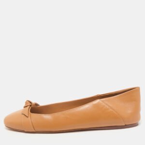 Alexandre Birman Tan Leather Clarita Collapsible Ballet Flats Size 41