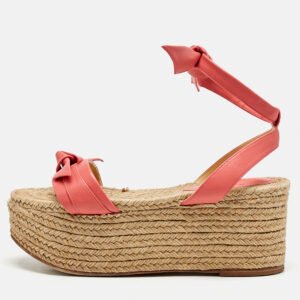 Alexandre Birman Pink Leather Wedge Sandals Size 37