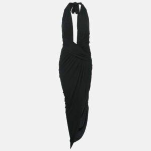 Alexandre Vauthier Black Jersey Asymmetric Halter Neck Draped Dress S