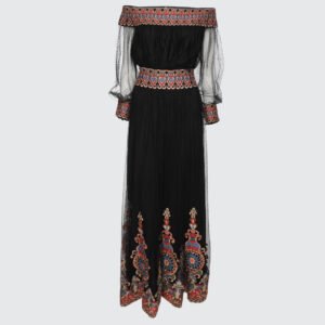 Alice + Olivia Black Embroidered Tulle Savanna Skirt and Top Set L