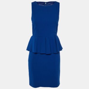 Alice + Olivia Blue Crepe Sleeveless Peplum Mini Dress M