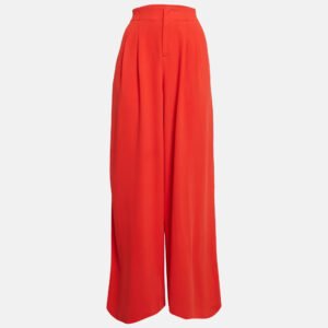 Alice + Olivia Red Crepe Wide Leg Pants M