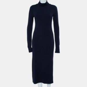 luxury-women-alice-olivia-used-clothes-p423163-010 Alice + Olivia Navy Blue Knit Turtle Neck Long Sleeve Slit Detail Maxi Dress M