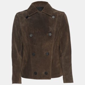 All Saints Brown Suede Double Breasted Jacket S