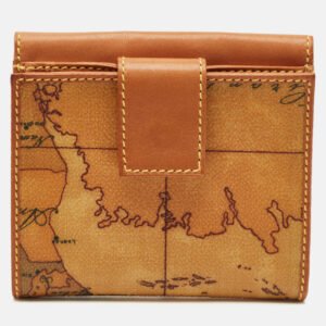 Alviero Martini 1A Classe Tan  Classic Print Coated Canvas and Leather Flap Compact Wallet