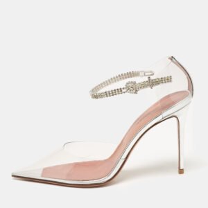 Amina Muaddi Transparent PVC and Leather Ursina Pumps Size 37