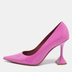 luxury-women-amina-muaddi-used-shoes-p1142260-001 Amina Muaddi Pink Patent Leather Ami Pumps Size 38