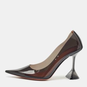 Amina Muaddi Black PVC Ami Pointed Toe Pumps Size 38