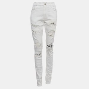 Amiri White Distressed Denim Skinny Jeans L Waist 31"