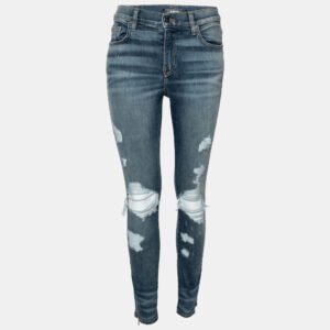 Amiri Blue Denim Distressed Ankle Zip Detailed Jeans M
