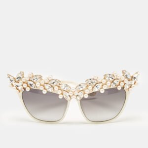 Anna-Karin Karlsson White/Grey Gradient Tears of The Moon Cat-Eye Sunglasses