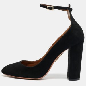 Aquazzura Black Suede Alix Mary Jane Pumps Size 38
