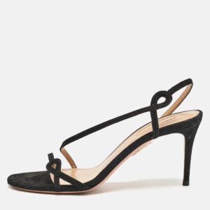 aquazzura black suede serpentine strappy slingback sandals size 36.5