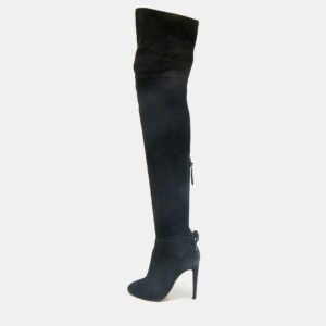 Aquazzura Black Suede Gainsbourg Knee Length Boots Size 35