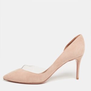 Aquazzura Beige Suede and PVC Eclipse Pumps Size 36.5