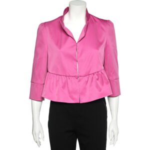 Armani Collezioni Pink Sateen Ruffled Cropped Jacket L