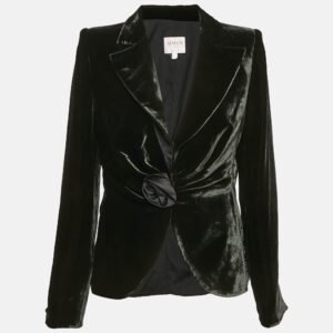 Armani Collezioni  Green Rose Applique Velvet Blazer XL