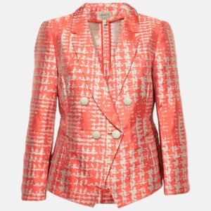 Armani Collezioni Orange Patterned Silk Blazer L
