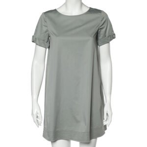 luxury-women-armani-collezioni-used-clothes-p596488-002-2 Armani Collezioni Light Green Cotton Shift Dress S