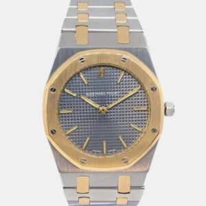 Audemars Piguet Black 18k Yellow Gold Stainless Steel Royal Oak Quartz Women's Wristwatch 33 mm