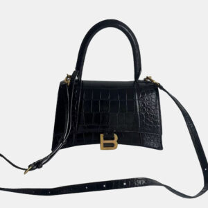 Balenciaga black and gold crocodile pattern Hourglass bag size S