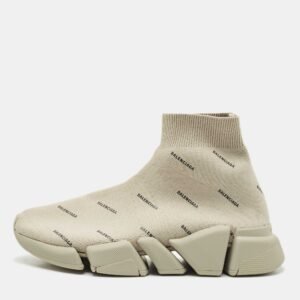 Balenciaga Grey Knit Fabric Speed Trainer Sneakers Size 36