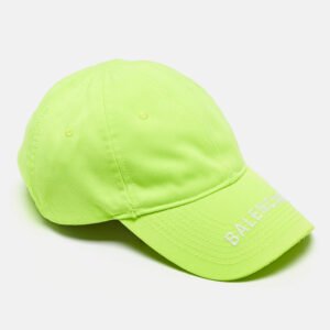 Balenciaga Neon Yellow Logo Embroidered Baseball Cap M