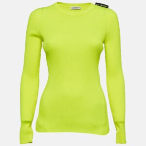 Balenciaga Fluorescent Green Rib Knit Sweater M