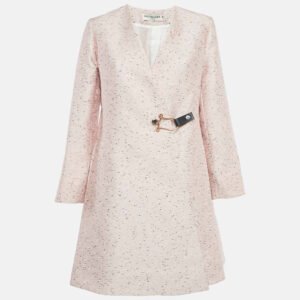 Balenciaga Pink Slubbed Silk Blend Mid-Length Coat M