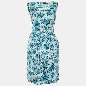 Balenciaga White Floral Printed Cotton Layered Sleeveless Mini Dress M